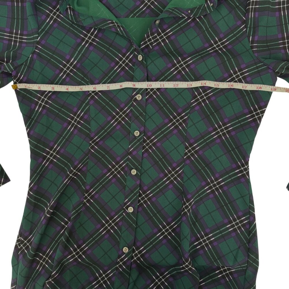 UNTUCKit Janice Plaid Shirt Dress Pleated Button Front Preppy Size 4 - Picture 9 of 12